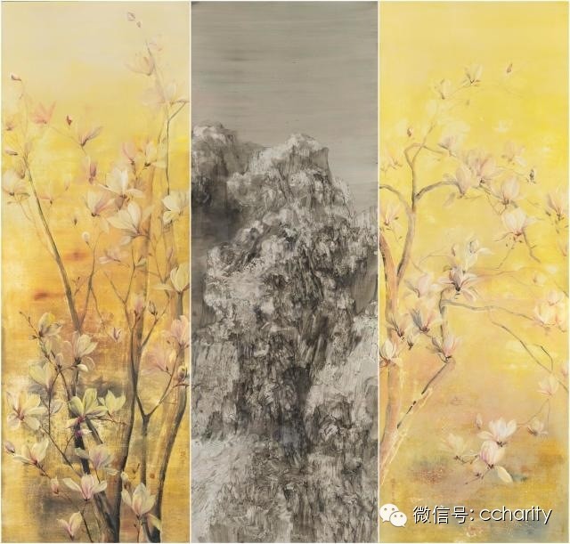 组画三：张平惜黄花慢1 布面丙烯 200x70cm 、 大有寒露刚过 布面丙烯 200x70cm 、张平惜黄花慢2 布面丙烯 200x70cm.jpg